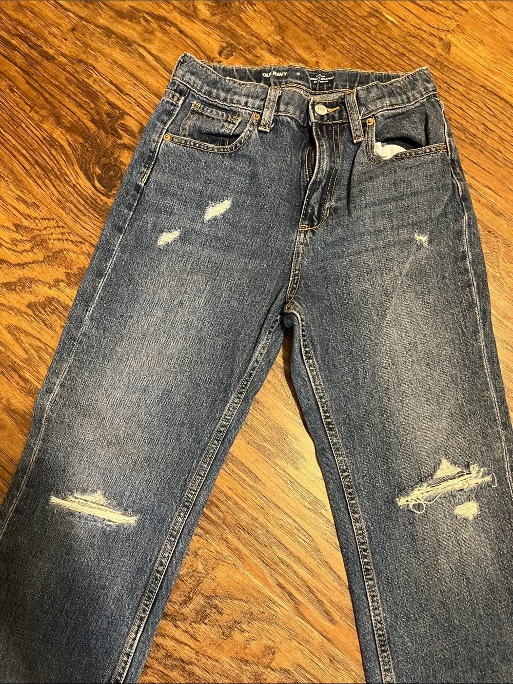 Old Navy Hig-rise Slouchy Straight Buit -in tough Jeans - Blue